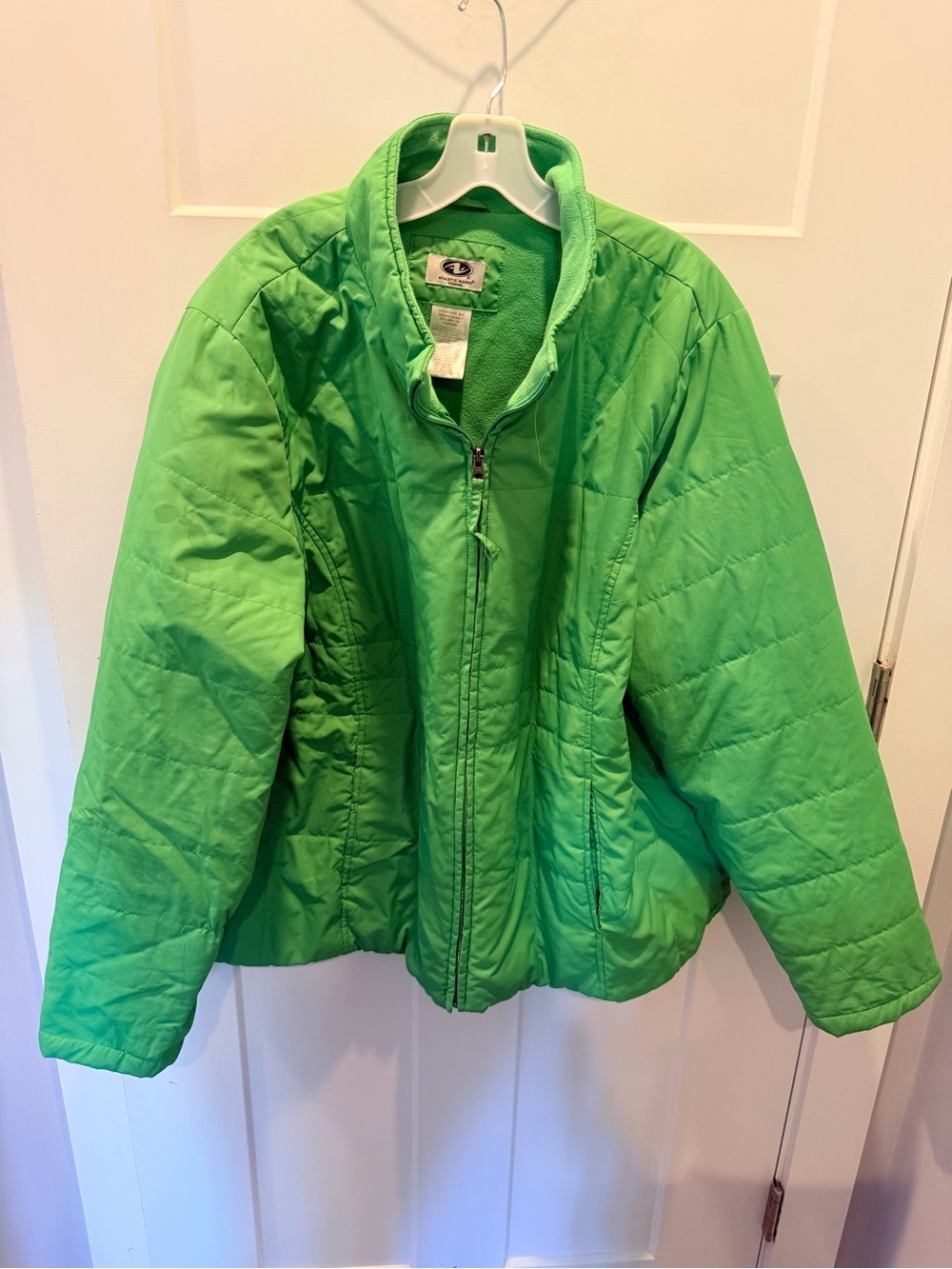 Athletic Works 3X Green Quilted Puffer Jacket Lightweight Zip Coat Plus Size